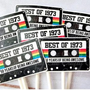 Cassette Tape Cupcake Toppers 50th Party Cupcake Toppers Best of 1973 50th Birthday Party 50th Birthday Cake Toppers 50th Party Decorations