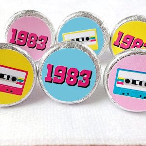 180 - 40th Birthday Cassette Tape Stickers 40th Birthday Party Favor Stickers for Candy Vintage 1983 40th Birthday Best of 1983 Birthday