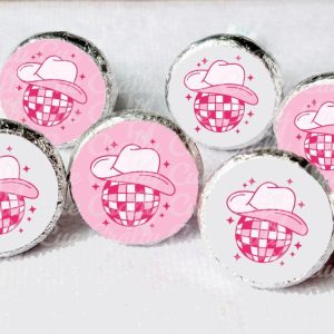180 - DISCO COWGIRL PARTY Stickers Cowgirl Candy Stickers Rodeo Let's Go Girls Bachelorette Party Favor Stickers Candy Wrappers Disco Ball