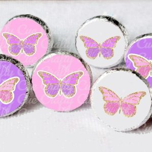 180 - Butterfly Party Stickers Butterfly Candy Stickers Butterfly Baby Shower Favor Stickers Girl Baby Shower Little Butterfly Decorations
