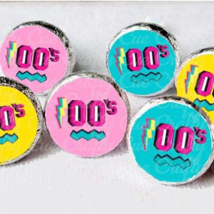 180 - 00s Party Stickers 2000'S Birthday Stickers 2000 Party Stickers for Mini Candy Back to the 2000's Birthday Candy Stickers Favors
