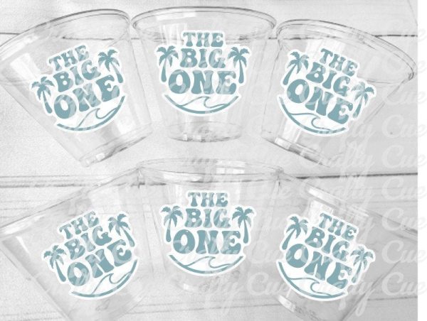 Surf Birthday Cups, The Big One Cups, 1st Birthday Party Cups, Surf Birthday Party Favors, Surfing Party Cups Surfs Up, Surfer, Catch A Wave
