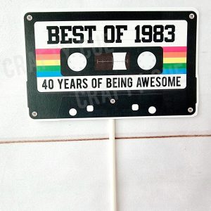 40th CAKE TOPPER Cassette Tape Cake Topper Best of 1983 Cake Topper 40th Birthday Cake Topper 40th Party Decorations 40th Vintage 1983 Party