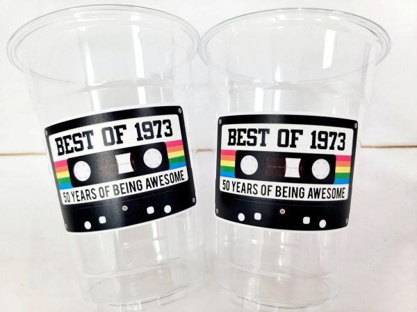 50th BIRTHDAY PARTY CUPS 50th Party Decorations 50th Party Favors 50th Birthday Cassette Tape Cups Best of 1973 Birthday Party Vintage 1973