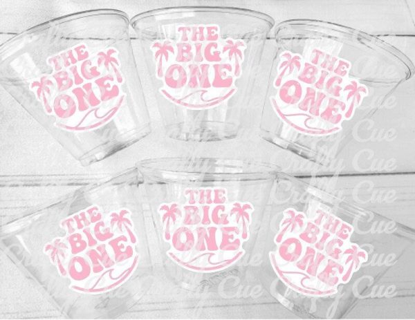 Surf Birthday Cups, The Big One Cups, 1st Birthday Party Cups, Surf Birthday Party Favors, Girl Surfing Cups, Surfs Up, Surfer, Catch A Wave