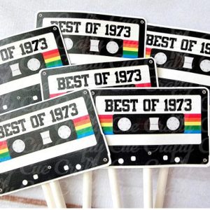 Cassette Tape Cupcake Toppers 50th Party Cupcake Toppers Best of 1973 50th Birthday Party 50th Birthday Cake Toppers 50th Party Decorations