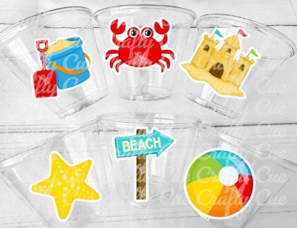 BEACH PARTY CUPS - Beach Cups Beach Birthday Cups Beach Party Favors Beach Ball Decorations Beach Party Decorations Beach Party Favors Beach