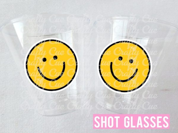 SMILEY FACE Plastic Shot Glasses Smiley Face Party Shot Glasses Smiley Face Shot Cup Smiley Decorations 21st Birthay Bachelorette Shot Glass