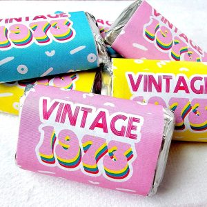 30 - 50th Birthday Stickers Vintage 50th Birthday Stickers for Mini Candy Bar Wrapper Vintage 50th Birthday Best of 1973 Birthday 1973