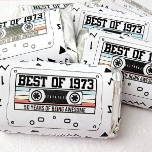 30 - 50th Birthday Cassette Tape Stickers 50th Birthday Stickers For Mini Candy Bar Wrapper Vintage 50th Birthday Best of 1973 Birthday