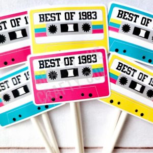40th Birthday Party Cupcake Toppers - Cassette 40th Birthday Cupcake Toppers Best of 1983 Birthday Vintage 40th Birthday 40th Birthday Party