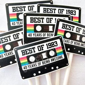 Cassette Tape Cupcake Toppers 40th Party Cupcake Toppers Best of 1983 40th Birthday Party 40th Birthday Cake Toppers 40th Party Decorations