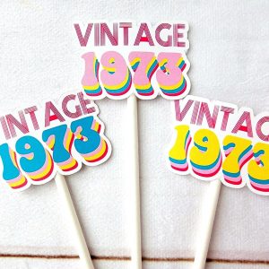 VINTAGE 1973 Cupcake Toppers 50th Party Cupcake Toppers Best of 1973 50th Birthday Party 50th Birthday Cake Toppers 50th Party Decorations