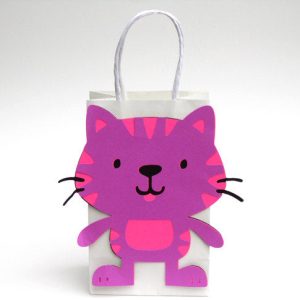 Cat Goody Bags, Cat Favor Bags, Cat Party Bags, Kitty Cat, Purple Pink Cat