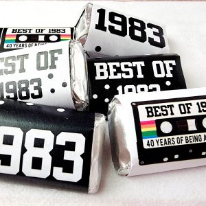 30 - 40th Birthday Cassette Tape Stickers 40th Birthday Stickers or Mini Candy Bar Wrapper Vintage 40th Birthday Best of 1983 Birthday