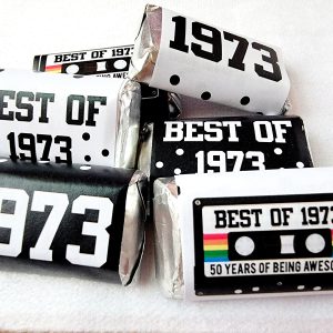 30 - 50th Birthday Cassette Tape Stickers 50th Birthday Stickers For Mini Candy Bar Wrapper Vintage 50th Birthday Best of 1973 Birthday
