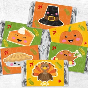 30 - Thanksgiving Stickers Thanksgiving Party Stickers Thanksgiving Party Favors Thanksgiving Kawaii Turkey Stickers Candy Wrap Stickers