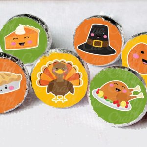 180 - Thanksgiving Stickers Thanksgiving Party Stickers Thanksgiving Party Favors Thanksgiving Kawaii Turkey Stickers Candy Wrap Stickers