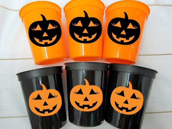 GIRL JACK O LANTERN Cups Halloween Party Cups Jack o Lantern Favors Halloween Party Cups Halloween Decorations Pumpkin Party Cups Girl