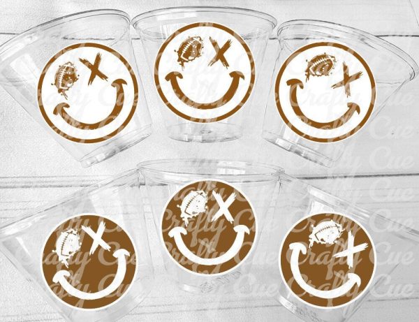 FOOTBALL SMILEY PARTY Cups - Football Cups Football Party Cups Football Birthday Cups Football Party Sports Party Cups Football Party Favors