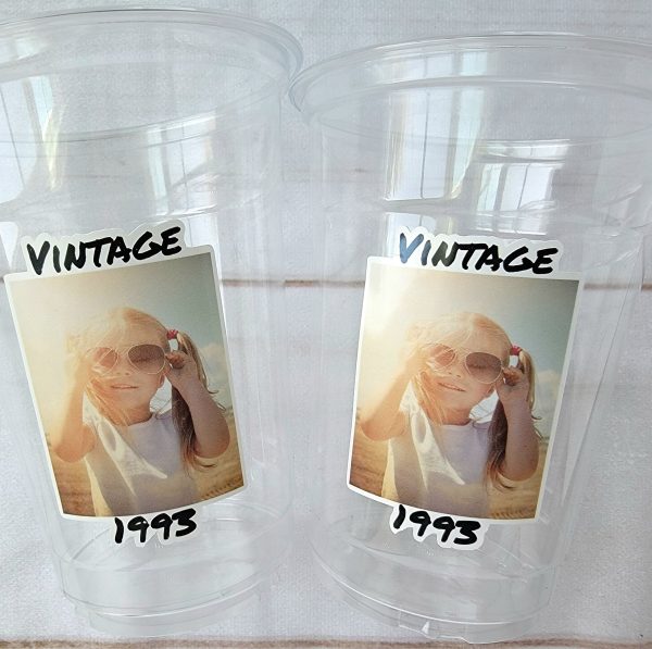 Custom Plastic Cups With Picture Personalized 40th Birthday Cups Vintage 40th Birthday Party Custom Text Custom Face Cups Decorations 1984