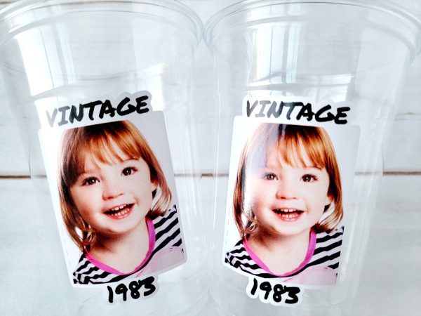 Custom Plastic Cups with Picture 1983 Personalized Cups 40th Birthday Cups Favors Vintage 40th Cups 1983 Custom Face Party Cups Decorations