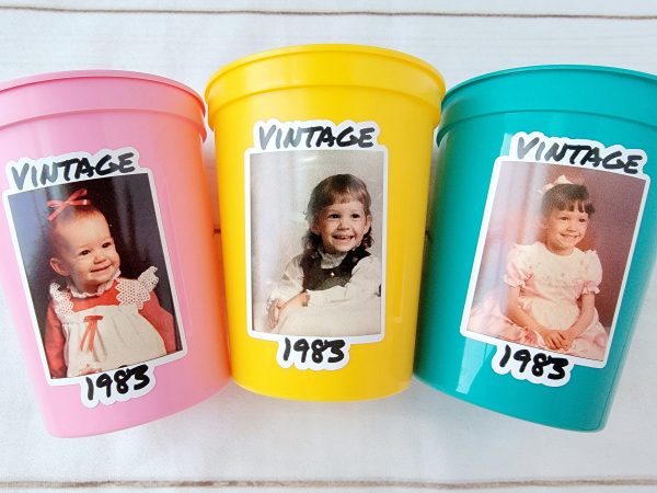 Custom Plastic Party Cups Personalized Party Cups Personalized 40th Birthday Cups Vintage 40th Cups 1984 Custom Face Party Cups Decorations