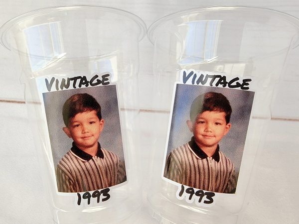 Custom Plastic Cups With Picture Personalized 40th Birthday Cups Vintage 40th Birthday Party Custom Text Custom Face Cups Decorations 1984