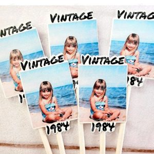 Custom 1984 Birthday Cupcake Toppers, Personalized 40th Birthday Cupcake Toppers, Vintage 1984, Birthday Decorations, Photo Cupcake Toppers