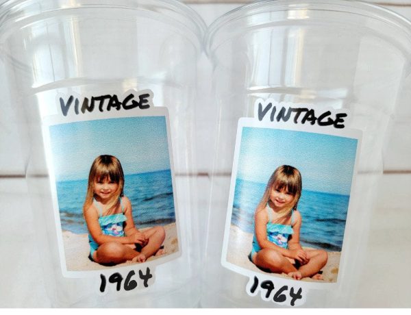 Custom Plastic Party Cups Personalized Party Cups Personalized 60th Birthday Cups Vintage 60th Cups 1964 Custom Face Party Cups Decorations