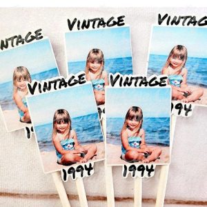 Custom 1994 Birthday Cupcake Toppers, Personalized 30th Birthday Cupcake Toppers, Vintage 1994, Birthday Decorations, Photo Cupcake Toppers