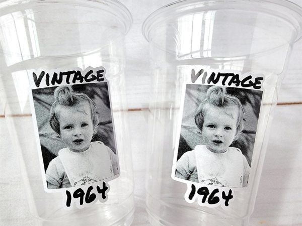 Custom Plastic Party Cups Personalized Party Cups Personalized 60th Birthday Cups Vintage 60th Cups 1964 Custom Face Party Cups Decorations
