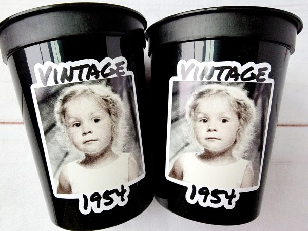 Custom Plastic Party Cups Personalized Party Cups Personalized 70th Birthday Cups Vintage 70th Cups 1954 Custom Face Party Cups Decorations