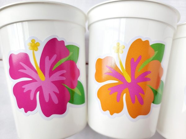LUAU PARTY CUPS -Aloha Party Cups Luau Party Decoration Hibiscus Party Cups Luau Baby Shower Tropical Party Decorations Luau First Birthday