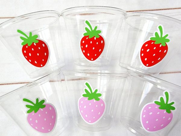 STRAWBERRY PARTY CUPS - Strawberry Birthday Cups Strawberry Cups First Birthday Strawberry Party Decorations Strawberry Baby Shower