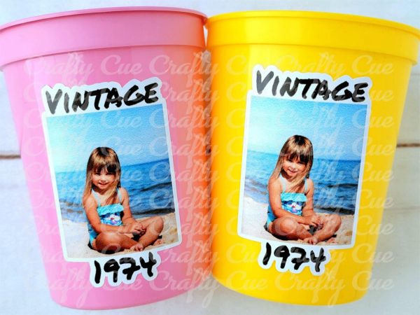 Custom Plastic Party Cups Personalized Party Cups Personalized 50th Birthday Cups Vintage 50th Cups 1974 Custom Face Party Cups Decorations
