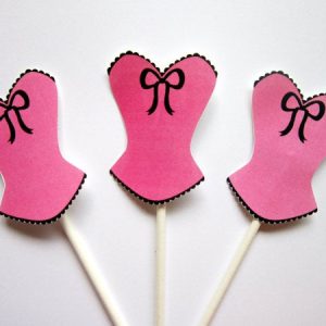 Corset Cupcake Toppers, Lingerie Cupcake Toppers, Bachelorette Party Cupcake Toppers, Pink Corset Cupcake Toppers