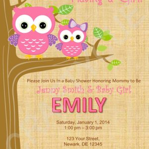 Owl Baby Shower Invitation - Pink Owl Baby Shower Invite