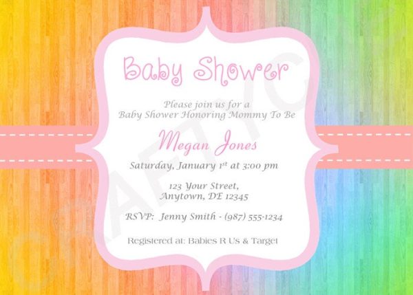 Baby Shower Invitation, Colorful Baby Shower, Rainbow Baby Shower Invite, Rainbow Invitation Printable