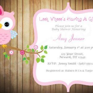 Wood Owl Baby Shower Invitation - Pink Owl Baby Shower Invite - Rustic Baby Shower Invitation - Girl Baby Shower Invitation