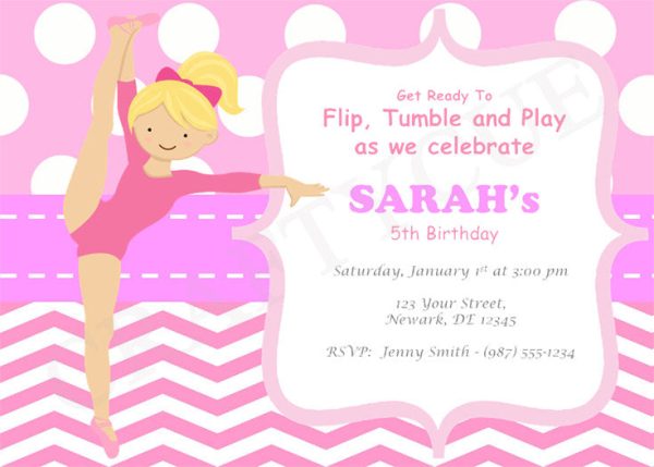 GYMNASTICS Birthday Invitation - Gymnastics Birthday Invitation
