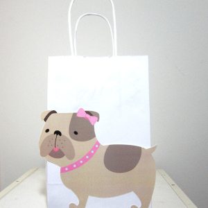 Girl Bulldog Goody Bags, Bulldog Favor Bags, Bulldog Party Favor Bags, Puppy Dog Party Favor, Goody, Gift Bags - Girl Bulldog - 92171229P