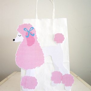 Pink Poodle Puppy Dog Party Favor, Goody, Gift Bags