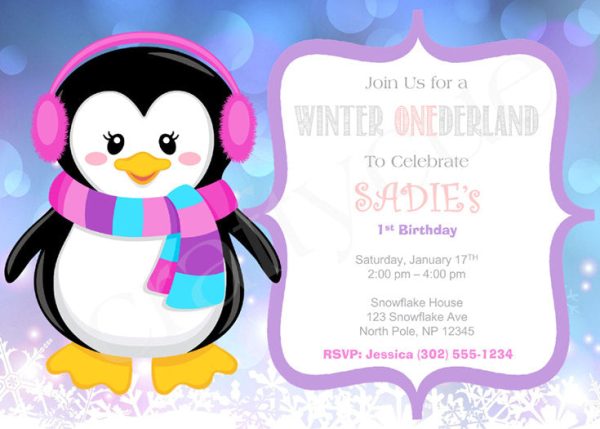 Penguin Cake Topper - Winter ONEderland Cake Topper - Penguin Centerpiece Stick