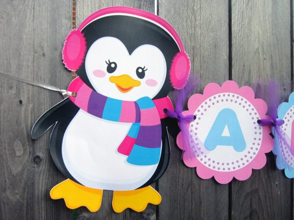 Penguin Banner, Winter ONEderland Banner, Penguin Birthday Banner