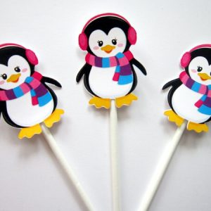 Penguin Cupcake Toppers, Winter ONEderland Cupcake Toppers, Penguin Birthday Cupcake Toppers