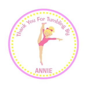 Gymnastics Birthday Favor Tags, Tumbling Party Favor Tags
