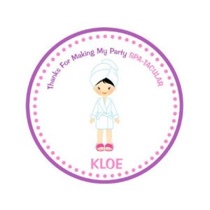 Spa Goody Bag Tags, Spa Party Favor Tags - Spa Birthday Favor Tags - White Robe - White Head Wrap