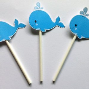 Whale Cupcake Toppers - Fish Cupcake Toppers - Under The Sea Cupcake Toppers