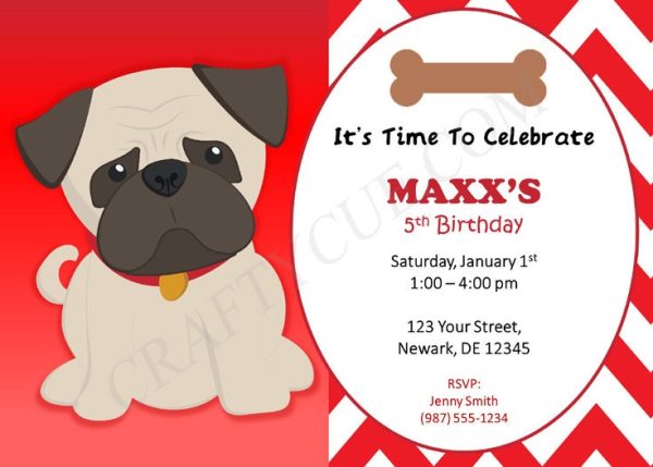 Puppy Dog Party Favor, Goody, Gift Bags - Pug Favor Bags